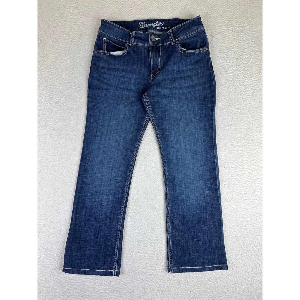 Wrangler Boot Cut Jeans Womens 5 27x26 Blue Medium Wash Low Rise Stretch Denim